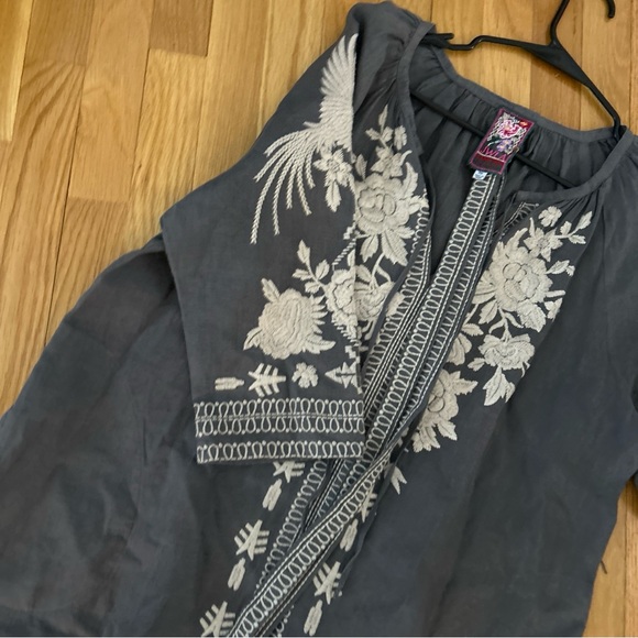 Johnny Was Carmelita Ornate Embroidery Firebird 100% Linen Peasant Midi Dress - Picture 7 of 8